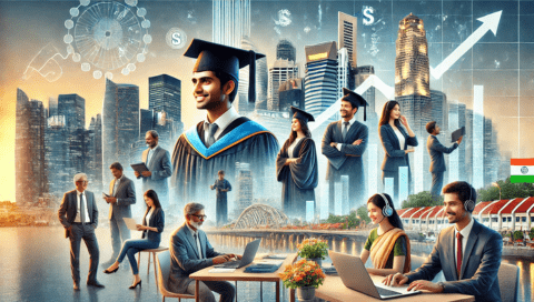 Indian professionals and students progressing in Singapore with higher education and income levels